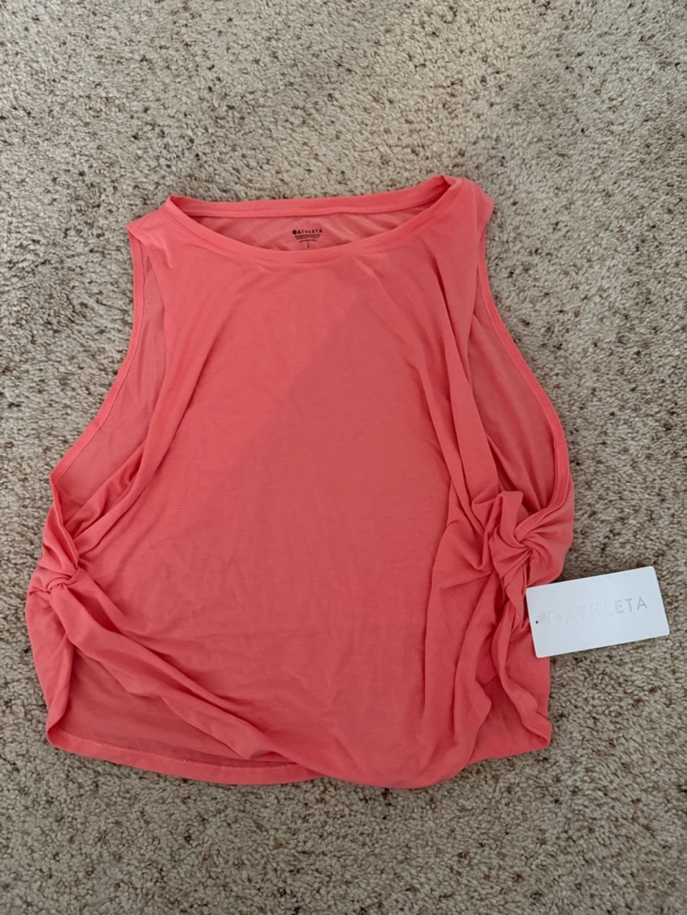 Athleta With Ease Coral Knot-Side Sleeveless Tank Top